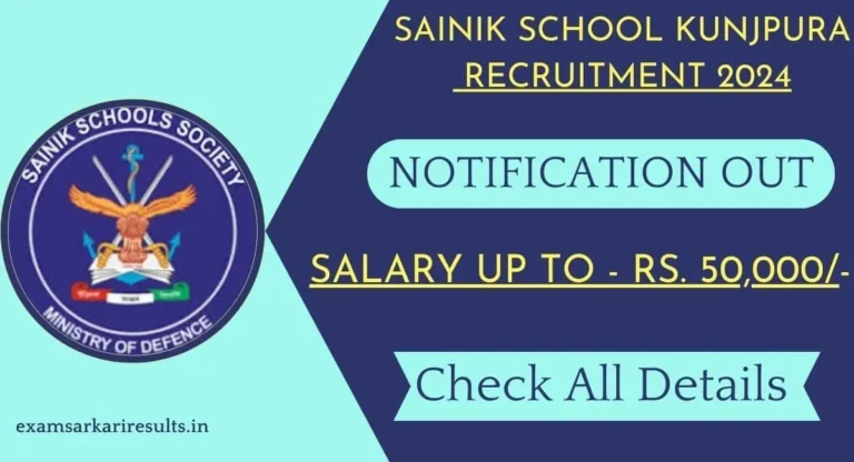 Sainik School Kunjpura Recruitment 2024